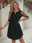 Women's Black Dress Shift Dress Floral Patchwork Hollow Out Crew Neck Mesh Sleeve Midi Dress Elegant Party Date 3/4 Length Sleeve Summer Spring