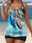 Women's Swimwear Tankini 2 Piece Boy Leg Swimsuit Backless Vacation Beach Wear Graphic U Neck Sleeveless Bathing Suits