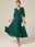 Women's Midi Dress Green Solid Color V-Neck Half Sleeve Ruffled Sophisticated Chic Zip-Back Summer Semi-Formal Wedding Party Evening Elegant Flowy Lightweight Apparel