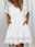 Women's Summer Dress V-Neck Short Sleeve Lace Detail High Waist Flare Skirt Casual Elegant Party White Cotton Comfortable Fit Multiple Sizes