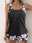 Women's Swimwear Tankini 2 Piece Boy Leg Swimsuit Backless High Waist Vacation Beach Wear Floral U Neck Sleeveless Bathing Suits