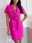 Women's Elegant Dress Mini Dress Double Breasted Vacation Elegant V Neck Short Sleeve White Pink Fuchsia Color