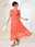 Women's Floral Maxi Dress Pink Chiffon Swing Dress Pleated V Neck Puff Sleeve Boho Vacation Beach Wedding Guest Summer