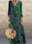 Women's Casual Dress Ethnic Dress Long Dress Maxi Dress Green 3/4 Length Sleeve Floral Print Summer Spring Fall V Neck Classic Vacation 2023 S M L XL XXL 3XL 4XL