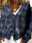 Women's Casual Jacket Vacation Street Daily Wear Fall Winter Regular Coat V Neck Loose Fit Windproof Breathable Stylish Sporty Chic & Modern Jacket Long Sleeve Stripes and Plaid Print Gray