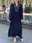 Women's Casual Dress Long Dress Maxi Dress Chiffon Ruched Daily Date Fashion Basic V Neck Long Sleeve Navy Blue Color