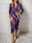 Women's Party Dress Cocktail Dress Wedding Guest Dress Ruched Split V Neck Long Sleeve Ombre Midi Dress Wedding Guest Special Occasion Blue Purple Spring Fall