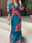 Women's Leaf Ruffle Button V Neck Long Dress Maxi Dress Daily Vacation 3/4 Length Sleeve Fall Winter