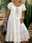 Women's White Dress Long Dress Maxi Dress Cotton Lace Ruffle Date Streetwear Maxi Crew Neck Short Sleeve Black White Color