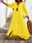 Women's White Dress Shirt Dress Cotton Linen Dress Maxi long Dress Ruffle Button Basic Daily V Neck 3/4 Length Sleeve Summer Spring White Yellow Plain