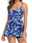 Women's Swimwear Tankini 2 Piece Boy Leg Swimsuit Backless High Waist Vacation Beach Wear Leaves V Neck Sleeveless Bathing Suits