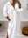 Women's White Dress Maxi Dress Pocket Split Casual Hooded Long Sleeve White Color