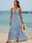 Women's Cami Dress Geometric Tie Front Fringe V Neck Maxi Dress Hawaiian Vacation Sleeveless Summer Beach