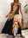 Women's Leaf Color Block Print V Neck Maxi Dress Stylish Casual Vacation Beach Sleeveless Summer
