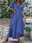 Women's Casual Dress Cotton Linen Dress Maxi Dress Ruffle Basic Daily V Neck Short Sleeve Summer Spring Blue Sky Blue Plain