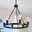 Black Matte Chandelier 6-Light Wagon Wheel Chandelier 21" Farmhouse Pendant Chandeliers Fixture Contemporary Industrial Chandelier for Living Dining Room Kitchen Island Entryway Foyer Bar 110-240V