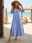 Women's Maxi Dress Round Neck Short Sleeve Striped Dot Pattern Ankle Length Flowy Summer Casual Blue Lightweight Breathable Fabric Various Sizes