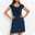 Women's Wedding Guest Cocktail Dress Elegant Party Dress Shift Dress Ruched Layered Crew Neck Short Sleeve Midi Dress Vacation Navy Blue Summer Spring