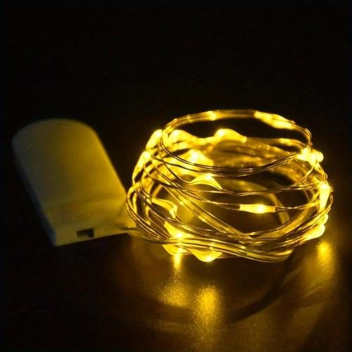 1pc Led Fairy Lights, CR2032 Battery Operated, Waterproof Copper Wire String Lights, 7ft 20 Led Firefly String Lights, For DIY Wedding Dorm, Bedroom, Christmas, Halloween, Party