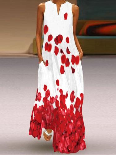 Women's Casual Dress Tank Dress Floral Butterfly Pocket Print Split Neck Long Dress Maxi Dress Daily Vacation Sleeveless Fall Winter