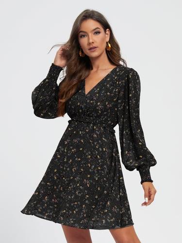 Chiffon Casual Floral Ruffle Swing Mini Dress