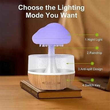USB Rechargeable Mushroom Rain Cloud Humidifier 7 LED Light Droplet Essential Oil Diffusers Rain Cloud Night Light Sleep Light Room Small Night Light Living Room Decorative Light  1PC