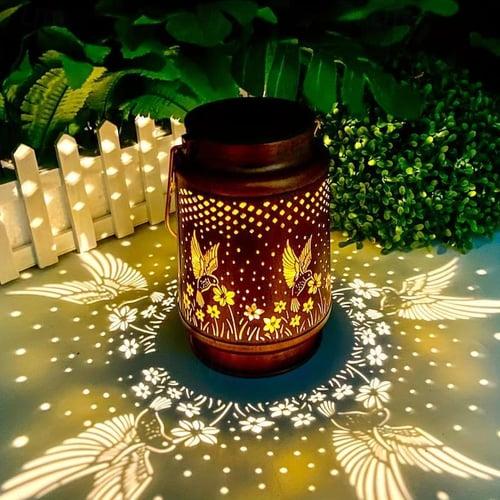 1pc Hummingbird Solar Lantern Lights, Outdoor Hanging Metal Decor Lanterns-Waterproof LED Decorative Light for Garden Patio Yard Lawn Backyard Front Porch As Gifts for Mom Grandma Women