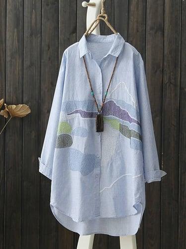 Women's Shirt Long Sleeve Shirt Collar Black Blue Spring &  Fall