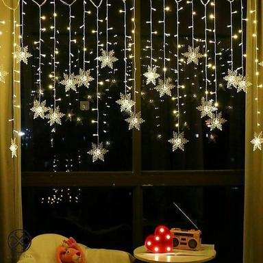 3.5m 96 LED Snowflake Star Curtain Lights 8 Flash Modes, Waterproof Fairy Garland Christmas Lights for Window & Outdoor Holiday Décor
