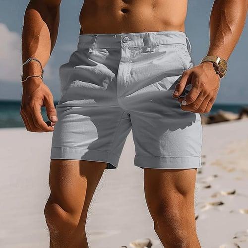 Men's Shorts Chino Shorts Bermuda shorts Work Shorts Pocket Plain Comfort Breathable Short Casual Daily Beach Fashion Stylish Black White Micro-elastic