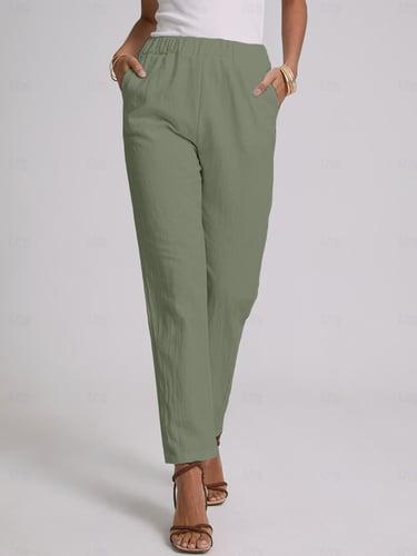 Women's Plus Size Loungewear Pants Simple Casual Comfort Pure Color Home Street Long Pant Blue Green Khaki Gray Summer Spring