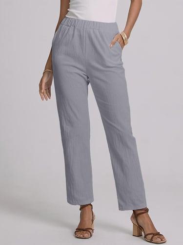 Women's Plus Size Loungewear Pants Simple Casual Comfort Pure Color Home Street Long Pant Blue Green Khaki Gray Summer Spring