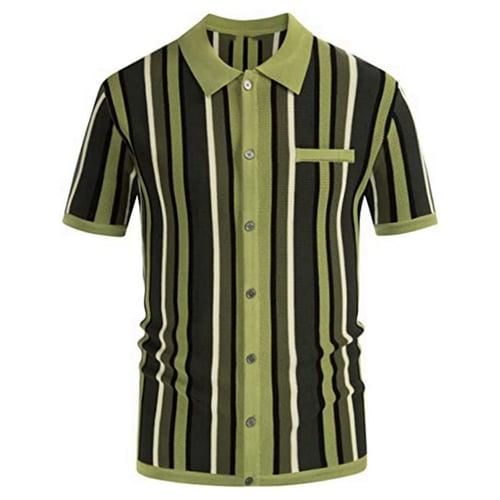 Men's Knit Polo Sweater Polo Shirt Casual Daily Turndown Button Short Sleeve Fashion Chunky Striped Button Front Summer Spring Fall Regular Fit Wine Blue Green Knit Polo Sweater