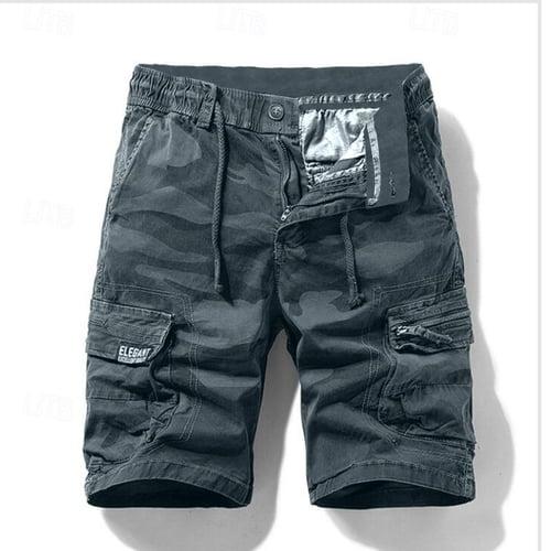 Men's Cargo Shorts Hiking Shorts Drawstring Zipper Pocket Multi Pocket Camouflage Letter Breathable Moisture Wicking Knee Length Casual Going out Casual Cargo Slim ArmyGreen Khaki Micro-elastic
