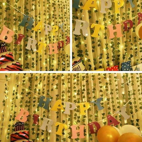 12Pack Artificial Ivy Leaf Plants with 240 LED Window Curtain String Lights Fake Plants Vine Hanging Garland Hanging for Wall Party Wedding Room Home Kitchen Indoor & Outdoor Decoration