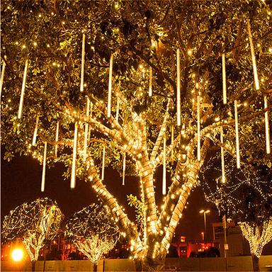 Meteor Shower Rain Lights Outdoor Icicle Snowfall Light for Christmas Decoration LED Decoration Falling Drop String Light 8 Tubes 30cm 192 LEDs