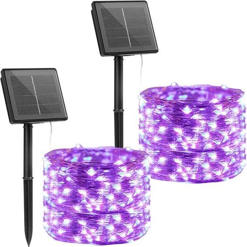 2 Pack Solar String Lights Christmas Lights Decoration Outdoor 12m 120LEDs Fairy Copper Wire Lights with 8 Modes Waterproof Decoration Copper Wire Lights for Patio Yard Trees Christmas Wedding Party