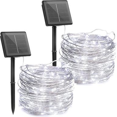 2 Pack Solar String Lights Christmas Lights Decoration Outdoor 12m 120LEDs Fairy Copper Wire Lights with 8 Modes Waterproof Decoration Copper Wire Lights for Patio Yard Trees Christmas Wedding Party