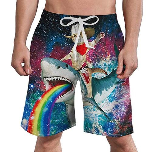 Men's Graphic Cartoon Unicorn Swimming Trunks Board Shorts Swim Shorts Mid Waist Streetwear Hawaiian Boho Casual Daily Holiday Drawstring Elastic Waist 3D Print Designer Clothing Apparel