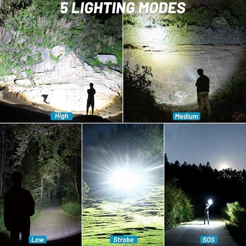 Rechargeable Flash Light Flashlights High Lumens, 200000 Lumens Super Bright LED Tactical Flashlight, 5 Modes IPX6 Waterproof, Powerful Handheld Flashlights for Camping Emergency Outdoor