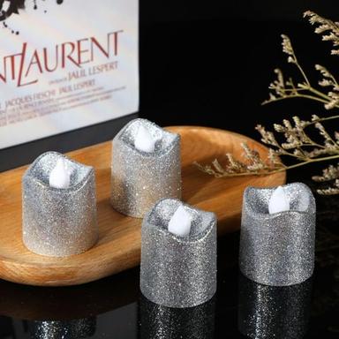 12pcs Flickering Flameless Candles Light Shiny Glitter Votive Candles LED Tea Lights Decoration for Christmas Holidays Wedding Outdoor Table Party Festival