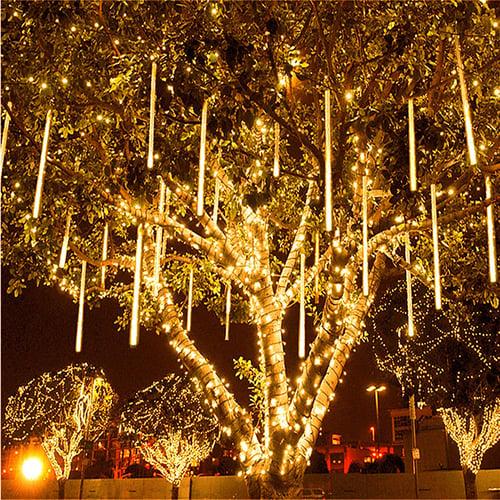 Meteor Shower Rain Lights 8pcs 30cm Tubes Outdoor 11.8inch Icicle Snowfall Light for Christmas Decoration LED Decoration Falling Drop String Light