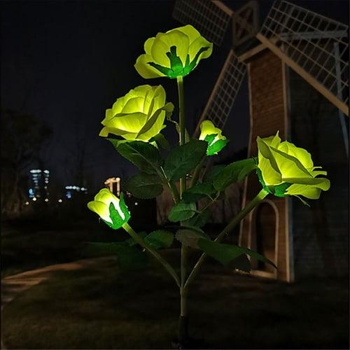 5-Head LED Solar Rose Orchid Flower Light - Waterproof Outdoor Pathway Garden Lamp, Simulation Lawn Light for Wedding, Party & Landscape Decor