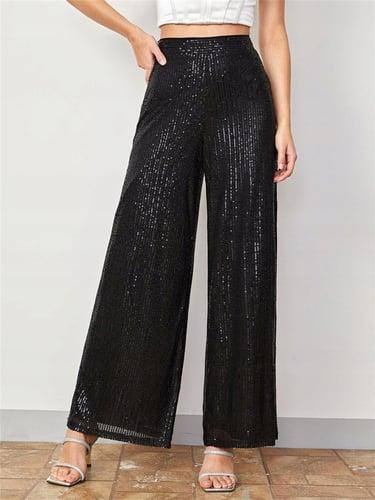 Women's Wide Leg Pants Trousers Fashion Streetwear Full Length Mid Waist Plain Elastic Waist Breathability Soft Comfortable Micro-elastic Vacation Party Street Black Fall Winter