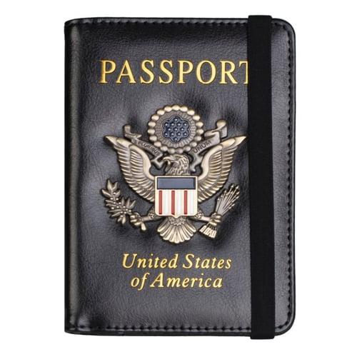 Creative Passport Holder Cover With 3D Metal Badge - RFID Blocking Leather Passport Wallet And Case For Family