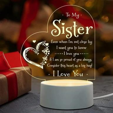 1pc 3D Creative Lamp, Sister Gifts to My Sister Night Light, Sisters Gifts from Sister Brother, Birthday Gifts for Sister, Graduation Christmas Night Lamp Present