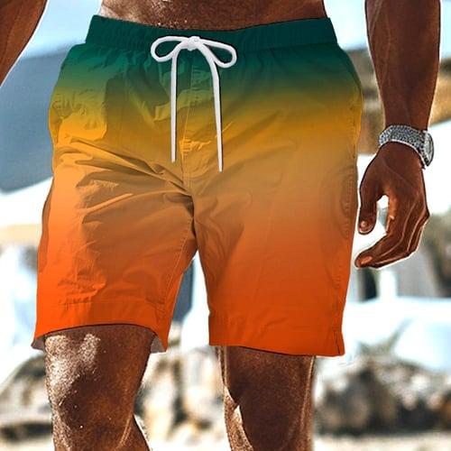 Men's Gradient Sweat Shorts Beach Shorts Terry Shorts Mid Waist Casual Athleisure Daily Holiday Streetwear Drawstring Elastic Waist 3D Print Designer Clothing Apparel