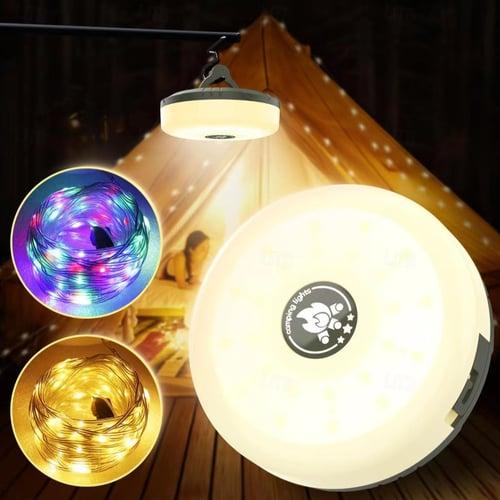 Camping String Lights 4 in 1 Outdoor String Lights with 8 Lighting Modes Warm White Portable Camping Lantern Rechargeable Power Bank Yard Hiking Decoration Holiday Christmas 10 meters