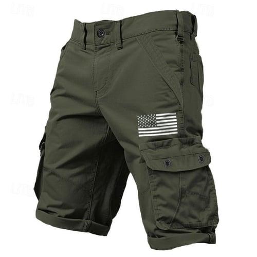 Men's Flag Cargo Shorts Mid Waist Classic Sports Outdoor 6 Pocket Designer Clothing Apparel