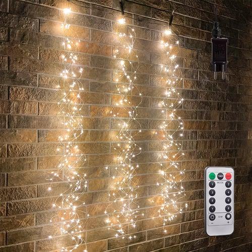 Elegant Wedding Reception Party Waterfall String Lights LED Fairy Lights 2m 200LEDs Vines Lights Copper Wire Christmas Wedding Party Holiday Tree Decoration